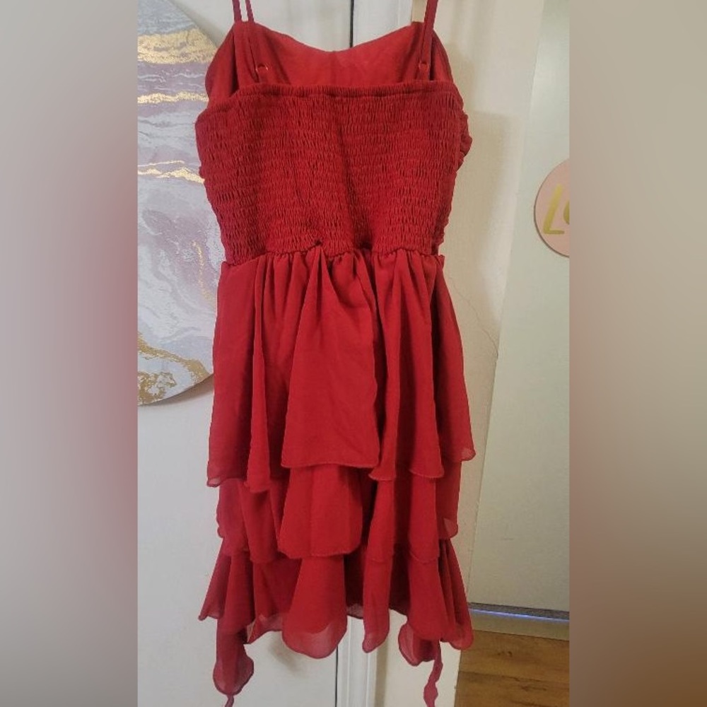 Retro red flirty, fun party dress.